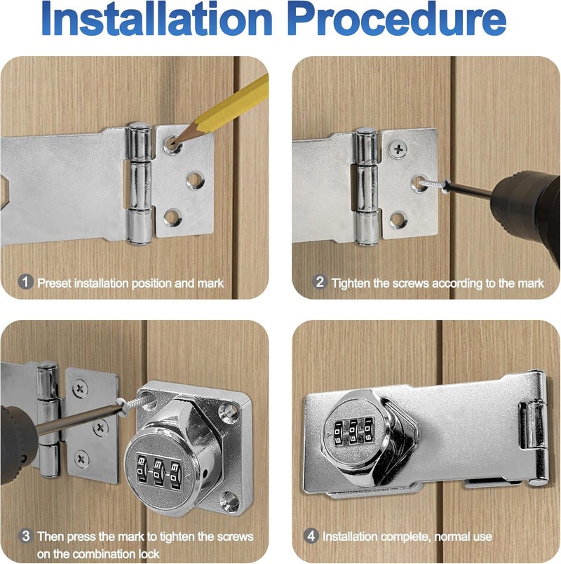 Redunest Password Rotary Hasp Lock - Silver - Image 4